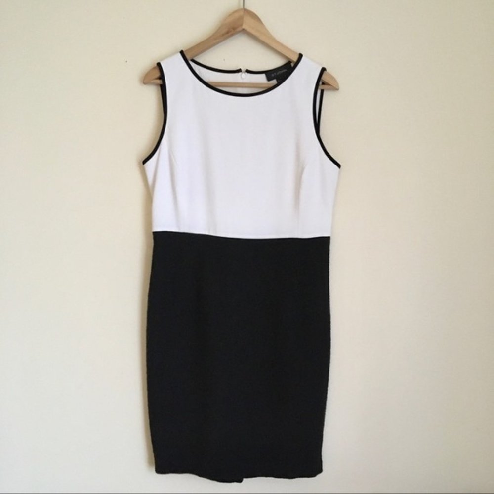 St. John career sheath dress black white pencil